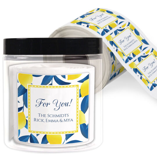 Sorrento Lemons Square Gift Stickers in a Jar
